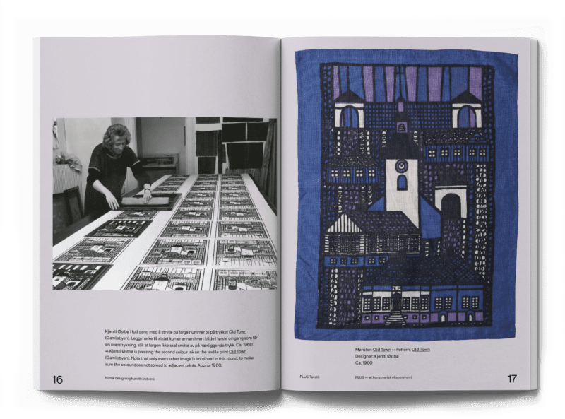 Oppslag fra boka om PLUS Tekstil