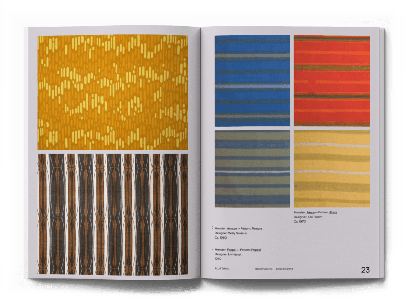 Oppslag fra boka om PLUS Tekstil