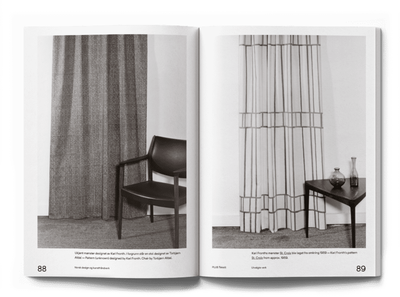 Oppslag fra boka om PLUS Tekstil